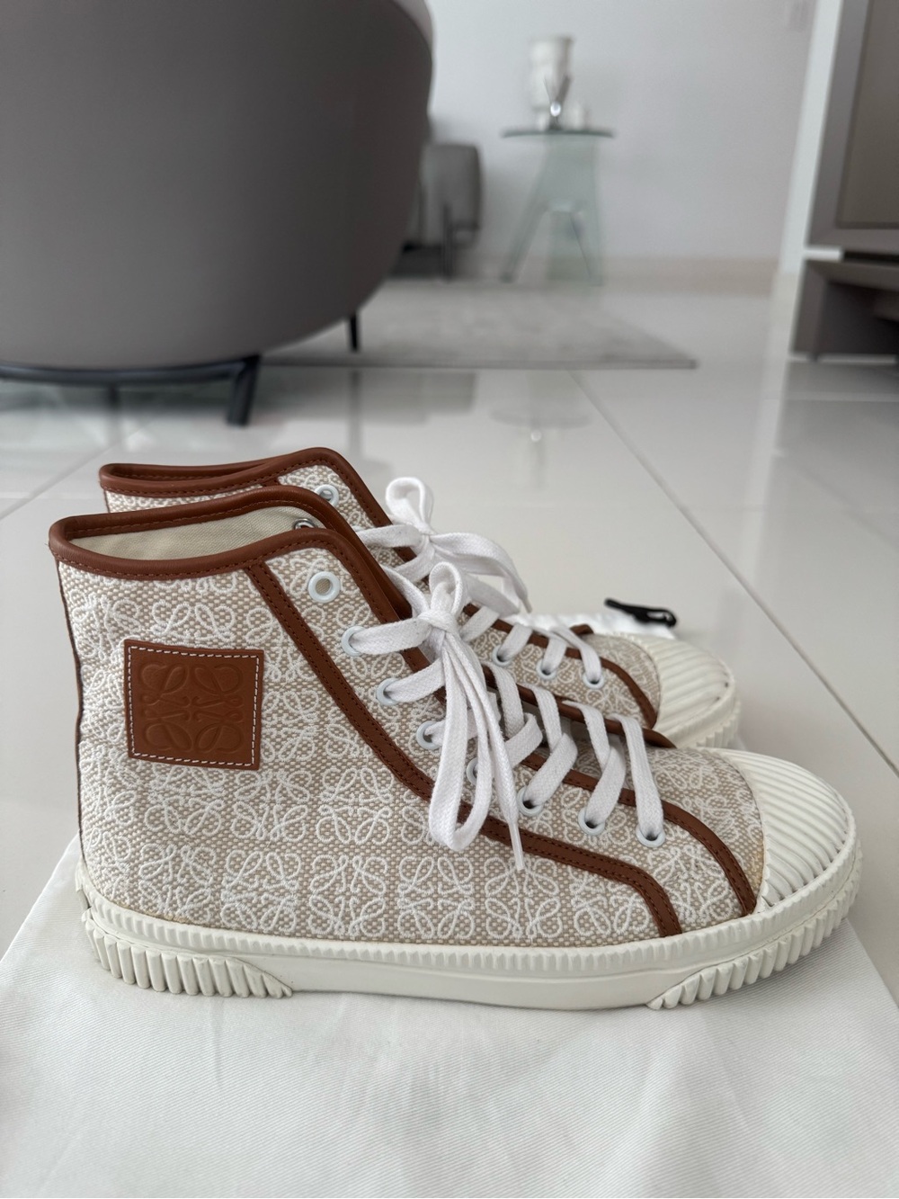 Loewe Anagram Jacquard Canvas High-Top Sneakers
